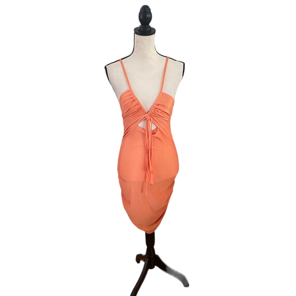 Peek-A-Boo Cut Out Tied Front Mini Dress
